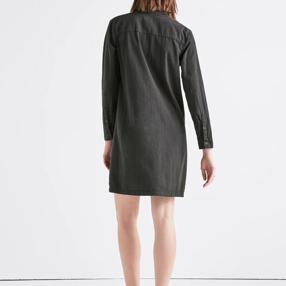 LUCKY BRAND BOHO BLACK DENIM POPOVER DRESS TUNIC SHIRT FLORAL EMBROIDERY M NWOT - Picture 2 of 9